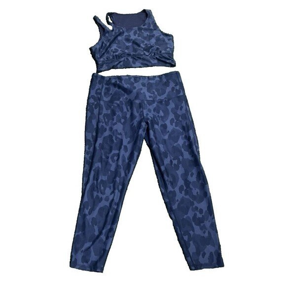 DSG Women's Cropped Leggings Sports Bra Blue Animal Print Set 2XL - Picture 1 of 9